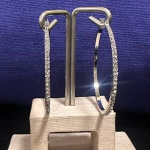 Lord & Taylor Sparkling Silver Hoop Earrings